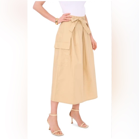 Vince Camuto Dresses & Skirts - Vince Camuto Beige Tie-Waist Midi Skirt